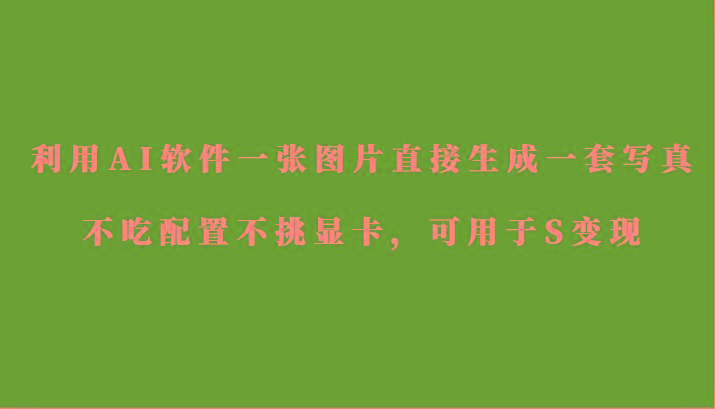 利用AI软件只需一张图片直接生成一套写真，不吃配置不挑显卡，可用于S变现-云创网