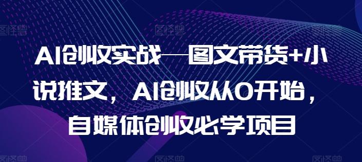 AI创收实战—图文带货+小说推文，AI创收从0开始，自媒体创收必学项目-云创网