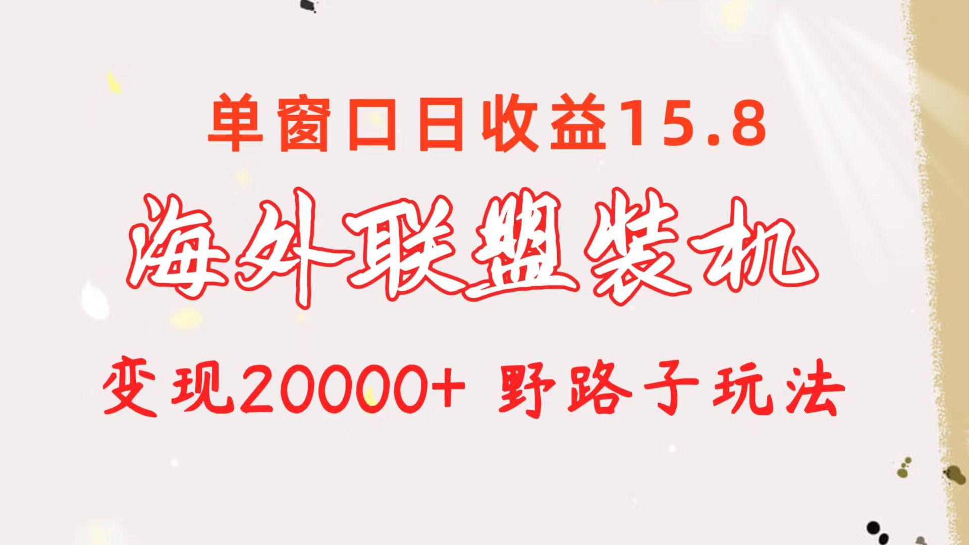 海外联盟装机 单窗口日收益15.8  变现20000+ 野路子玩法-云创网