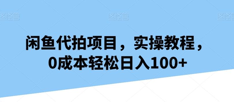 闲鱼代拍项目，实操教程，0成本轻松日入100+-云创网