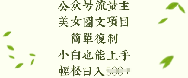 流量主长期收益项目，美女图片简单复制，小白也能上手，轻松日入5张-云创网
