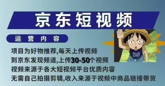 京东短视频带货课，无需自己拍摄剪辑，保姆式教学，两天快速上手-云创网