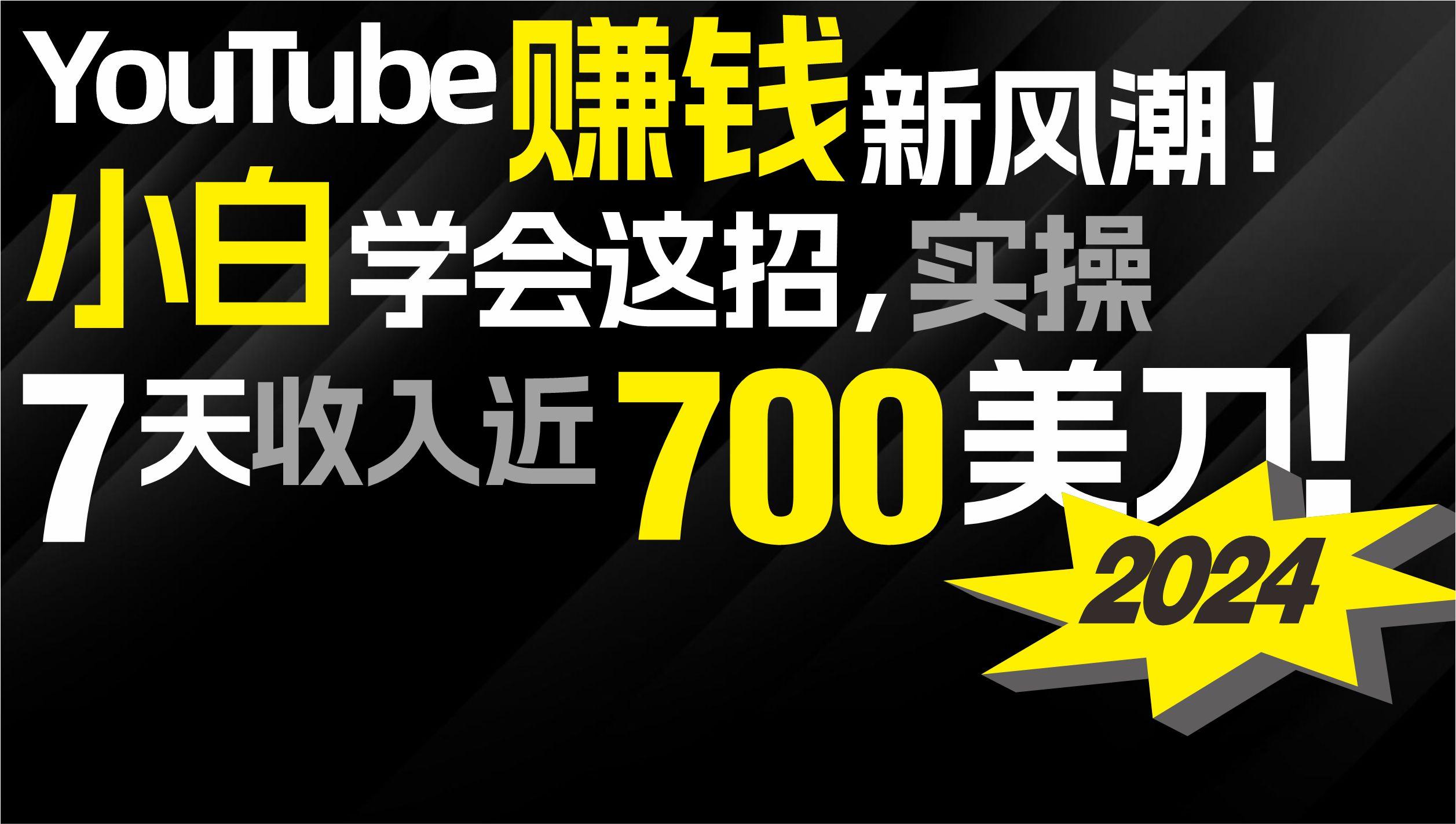 (9647期)2024 YouTube赚钱新风潮！小白学会这招，7天收入近7百美金！-云创网