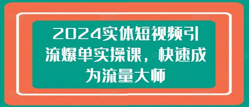 2024实体短视频引流爆单实操课，快速成为流量大师-云创网